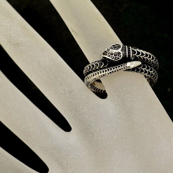 GUCCI Snake Band Ring size US8.5 EU22 Silver 925 Auth w/Bag s1143 - Picture 15 of 16